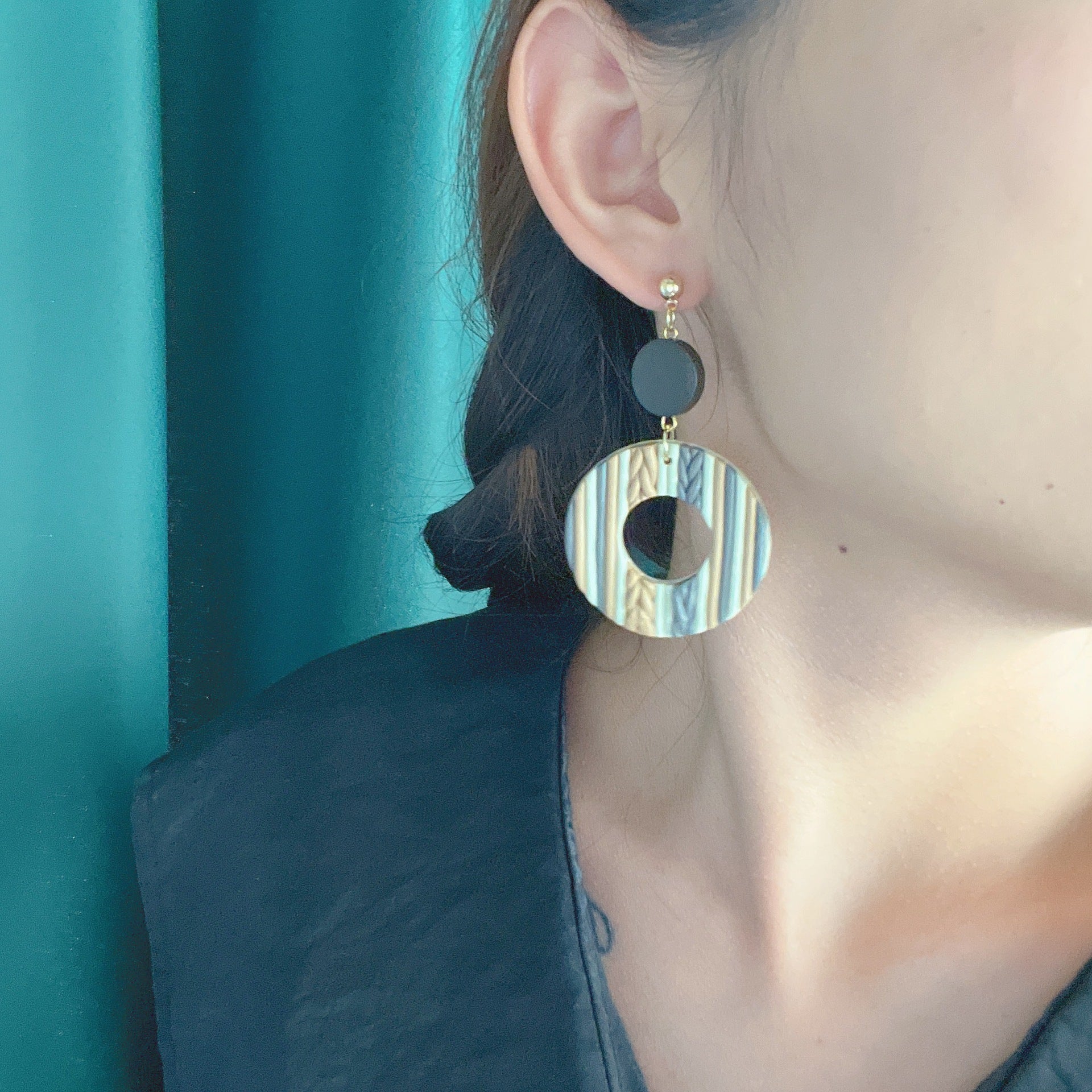 Pendientes de madera geométrica de cerámica geométrica al por mayor a mano pendientes de madera